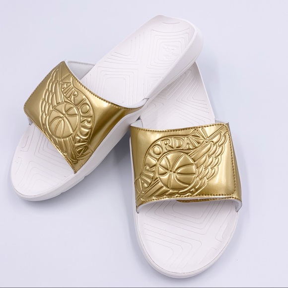 gold jordan slides